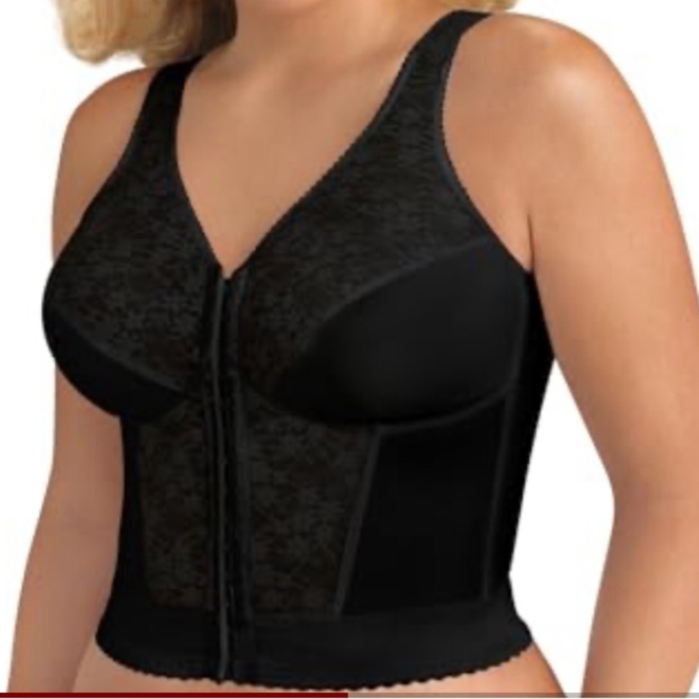 Exquisite Form Womens Fully Front Close Longline Lace Posture Bra, Black, 36C US